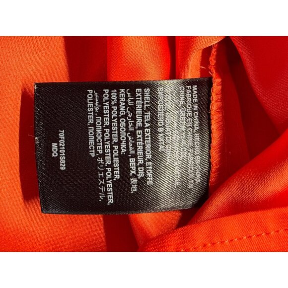 Bebe Orange Gold Rhinestone Embellished V-Neck Chiffon Mini Dress Flowy XS - Picture 7 of 8